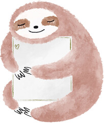Cute sloth with clean greeting card illustration. Baby animal  Hand drawn illustration - 676923831
