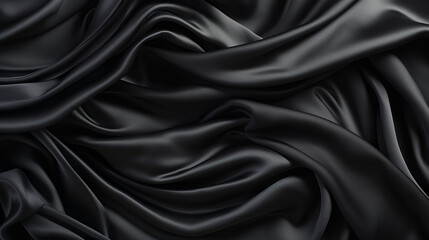 Fototapeta premium Abstract Black and White Textured Silk with Rippled Wave Pattern 