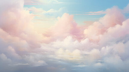 Peaceful blue sky with dramatic cloudscape in a tranquil
