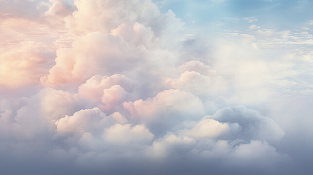 Tranquil Majestic Landscape with Calm Blue Sky and Fluffy White Clouds
