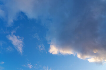 summer evening, sunset in yellow, orange and pink with clouds, background