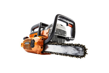 Naklejka premium Woodcutter or chain saw machine isolated on transparent and white background, AI