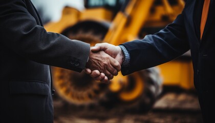 Successful Collaboration. Businessman and Developer Shake Hands on Construction Site