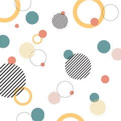 Geometrical pattern with blue, black, orange, yellow circles, rounds for wallpapers, greeting cards, fabrics, packaging, posters, marketing	