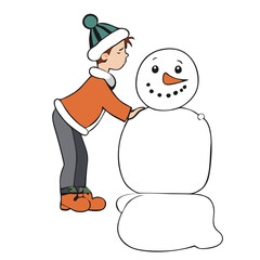 
children making a snowman this is a vector drawing