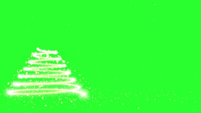 Animated Christmas tree on chroma key, copy space