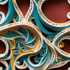abstract pattern with circles seamless tile wood carving with filigree
