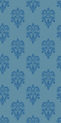 Blue on blue, Indian style decorative seamless pattern design for fabric and textile