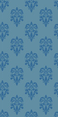 Blue on blue, Indian style decorative seamless pattern design for fabric and textile