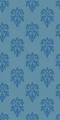 Poster Blue on blue, Indian style decorative seamless pattern design for fabric and textile © Pritha_EasyArts