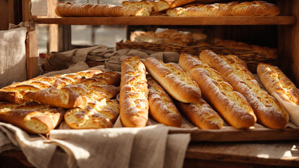 Crispy delicious French baguettes