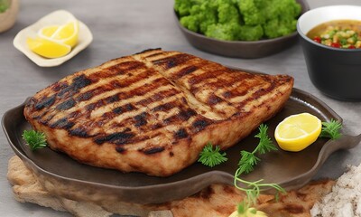 grilled steak with vegetables