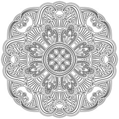 Colouring page - 333, hand drawn, vector. Mandala 276, ethnic, swirl pattern, object isolated on white background.