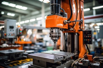 An industrial drilling machine inside a factory