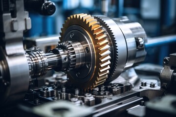 A detailed view of mechanical gears in a machine