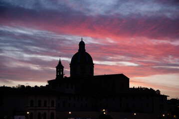 Red sunset in Florence, Italy