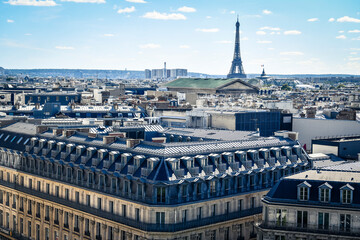 View with a Haussmann-style building (flat) with the Eiffel Tower (Tour Eiffel) in the background...