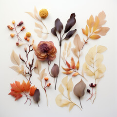 Creative composition of nature, from dry leaves and flowers. Concept of art, nature, botany.