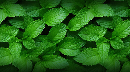 lush green mint leaves background