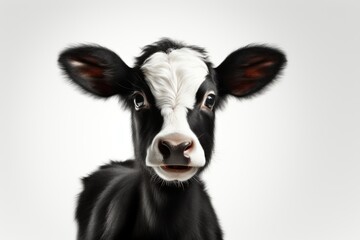 A close up of a cow"s face on a white background. Realistic clipart on white background