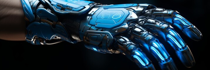 Futuristic AI. Robotic Hand and Human-Like Robot in Connected Technology Development