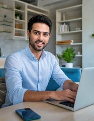 Fototapeta premium Portrait of young smiling happy handsome successful 