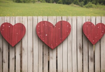 hearts on wooden background