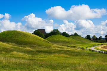 Three large Royal Mounds at Gamla Uppsala, Sweden