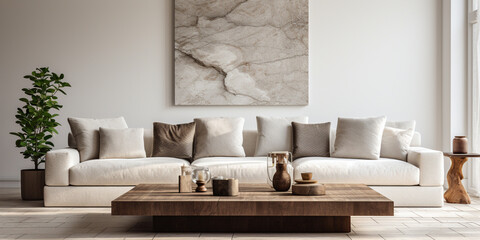 Modern living room - minimal and clean - obrazy, fototapety, plakaty