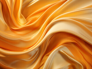Fototapeta premium А yellow golden silk fabric textile with pleats.Bright Waves of Golden Silk. Generative AI