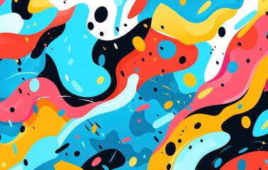 Fototapeta premium Bright and modern abstract art with fluid shapes and splatters in bold colors
