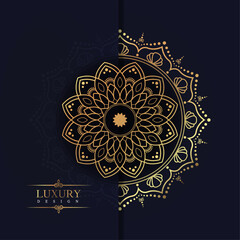 Luxury Golden Geometric Ornamental Mandala Background Vector Design. Decorative mandala for tattoo, Mehendi, Islamic, Ornament, Art, henna, Indian, Asian, print, poster, cover, brochure, flyer, banner