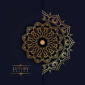 Luxury Golden Geometric Ornamental Mandala Background Vector Design. Decorative mandala for tattoo, Mehendi, Islamic, Ornament, Art, henna, Indian, Asian, print, poster, cover, brochure, flyer, banner