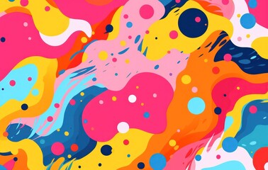 A vibrant abstract pattern with colorful splashes and spots suggesting playfulness and creativity