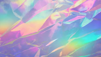 Deurstickers holographic abstract pastel colors backdrop hologram gradient neon color foil effect rainbow graphic psychedelic iridescent creative background trends 80s or 90s © Irene
