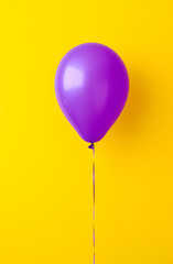 purple balloon on a yellow background, minimalist, dark cyan and yellow