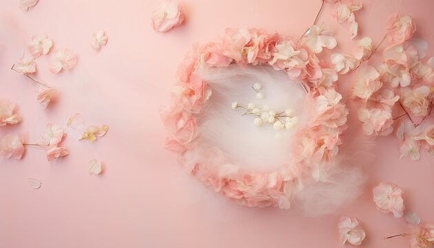 Newborn baby nest or crib backdrop, photoshop overlay,  pastel pink colors