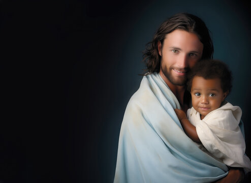 Christ and black child - Heavenly Embrace - Jesus Welcomes the Children - Faith Like a Child