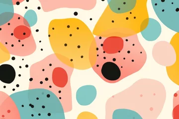 Muurstickers A colorful abstract pattern with dots and shapes. Abstract pattern with dots and organic shapes. © tilialucida