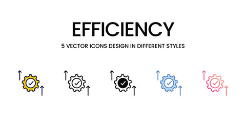 Efficiency Icon Design in Five style with Editable Stroke. Line, Solid, Flat Line, Duo Tone Color, and Color Gradient Line. Suitable for Web Page, Mobile App, UI, UX and GUI design.