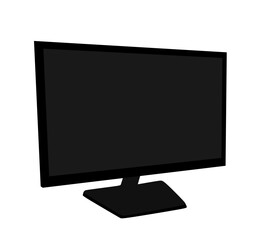 Flat plasma television vector silhouette illustration isolated on white background. Modern TV symbol.