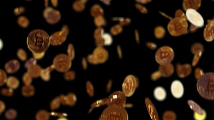 Crypto Coins Falling Transparent Background