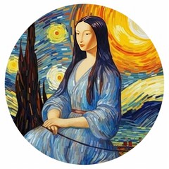 Mona Lisa Portrait in a Van Gogh Style. Mona Lisa. Van Gogh. Sticker. Logotype.