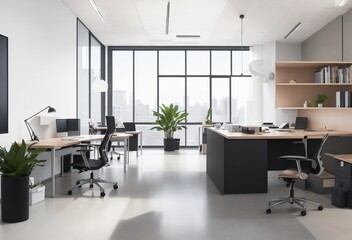 modern office interior with desk