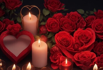 red rose and candles