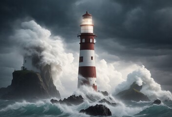 lighthouse on the shore of the sea