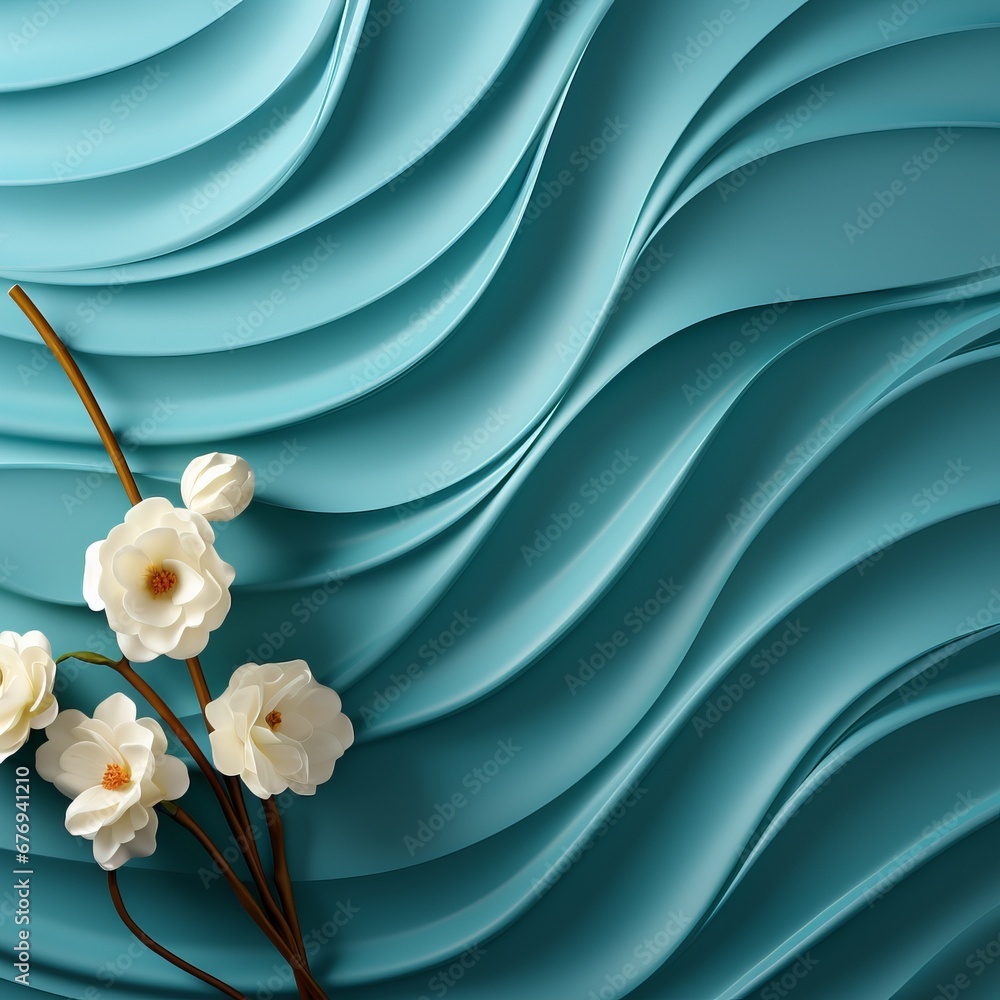 Poster abstract turquoise waves with smooth transitions and glossy highlights. background for banner, space