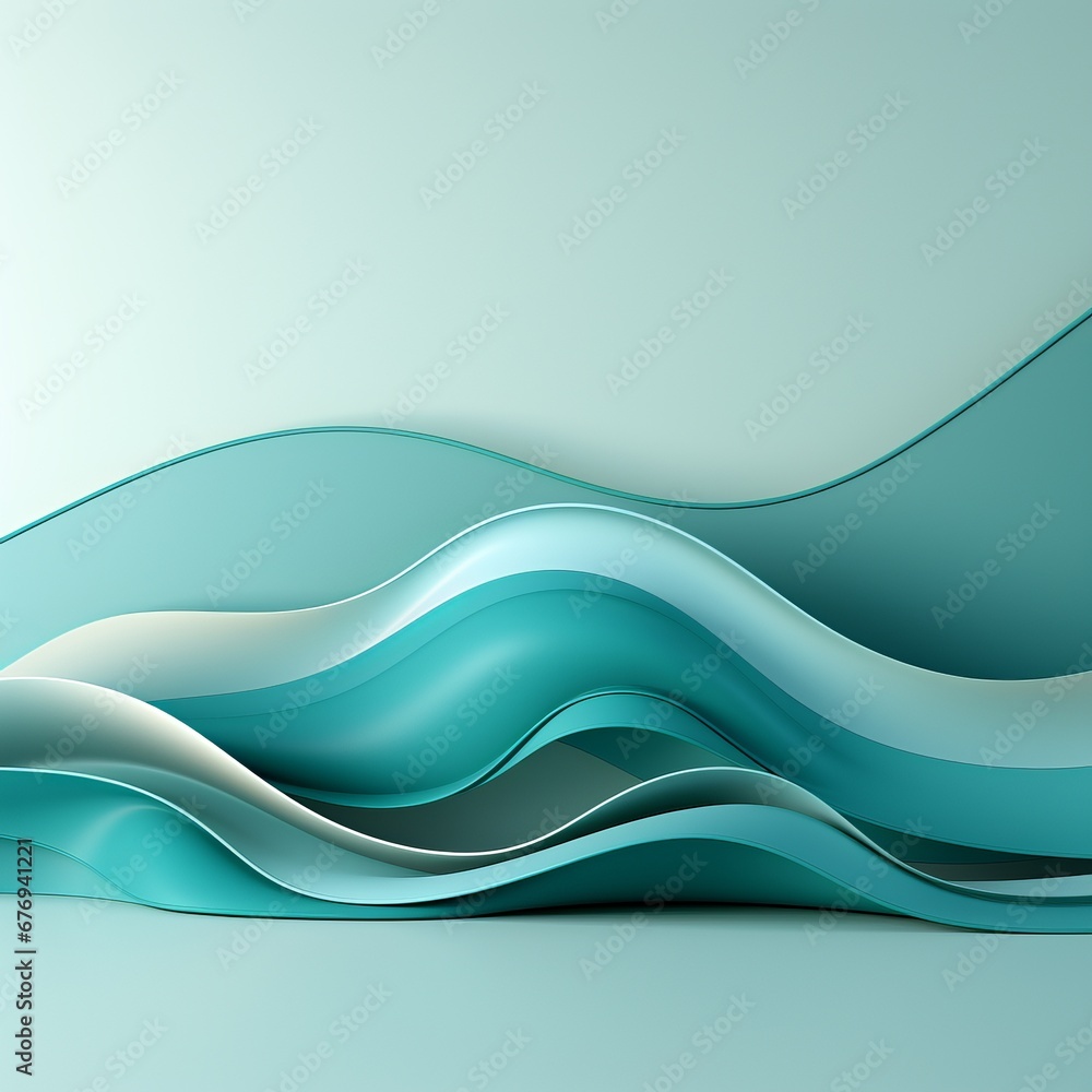 Poster abstract turquoise waves with smooth transitions and glossy highlights. background for banner, space