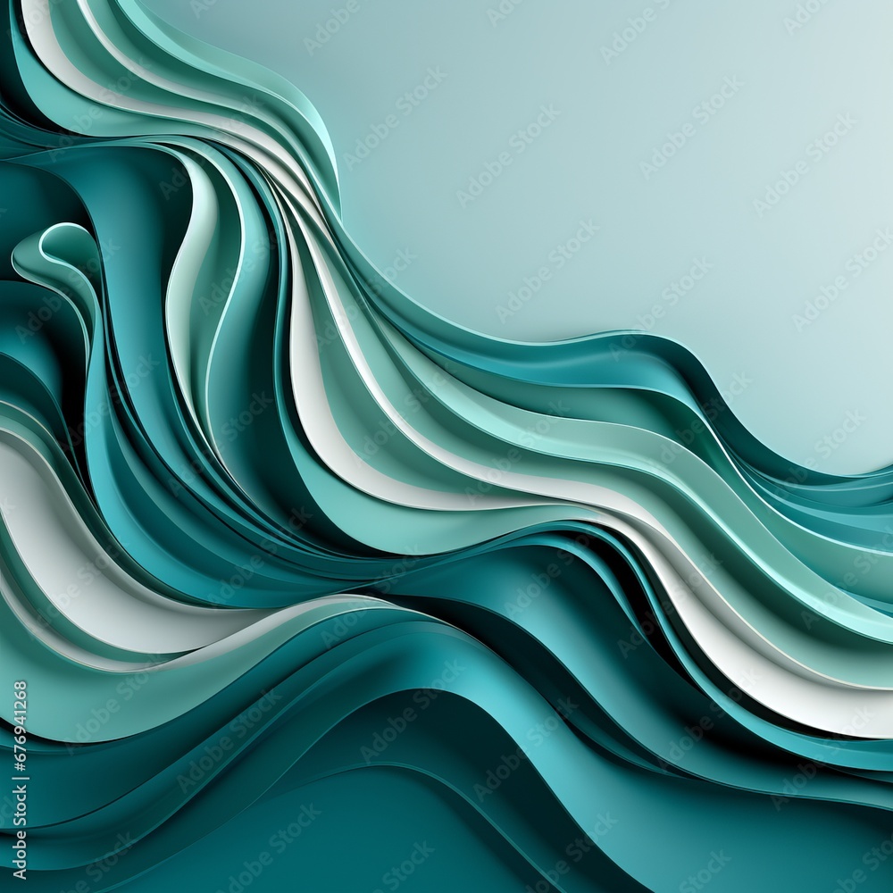 Poster abstract turquoise waves with smooth transitions and glossy highlights. background for banner, space
