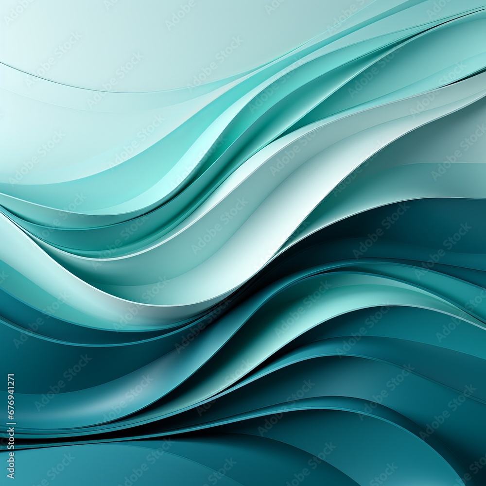 Poster abstract turquoise waves with smooth transitions and glossy highlights. background for banner, space